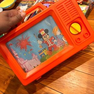 Orange Kids Toy TV with Cartoon Display
